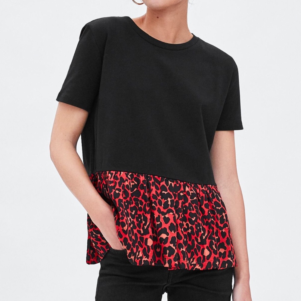Zara Contrasting Peplum Top
